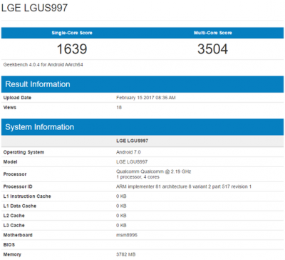 Smartphone Misterius LG Terungkap di Geekbench 1 crp