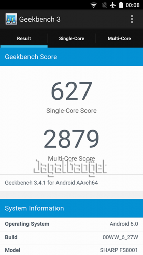Hands-On Smartphone Android: Sharp M1 2 geekbench