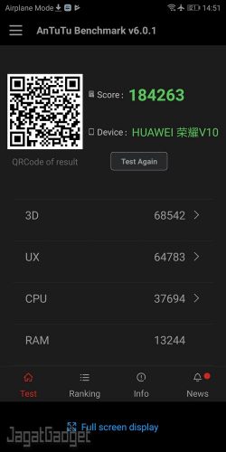 Review Smartphone Android: Honor View 10 1 antutu 6.0