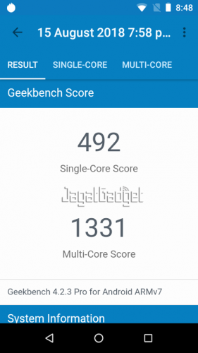 Hands-On Smartphone Android Oreo Go: Nokia 1 3 geekbench 4