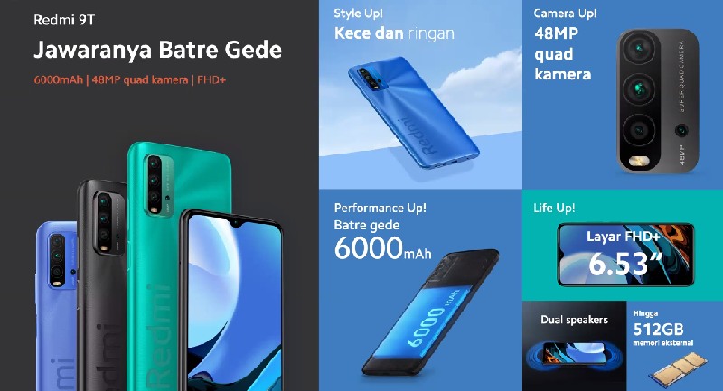Resmi Meluncur, Ini Harga dan Spesifikasi Redmi 9T 3 Spesifikasi Xiaomi Redmi 9T