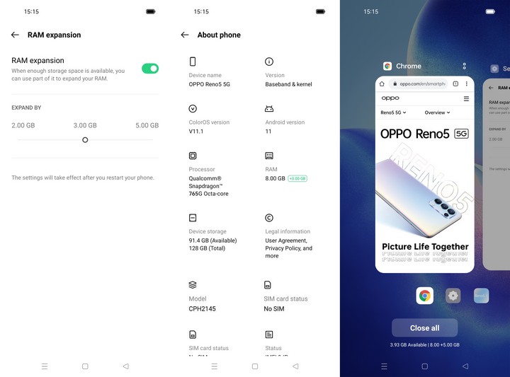 Oppo Reno5 5G Memory Expansion