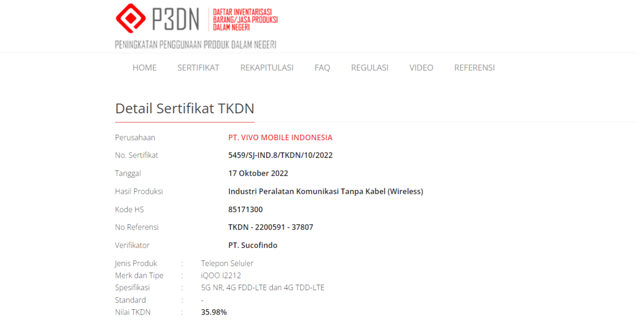 TKDN IQOO Indonesia
