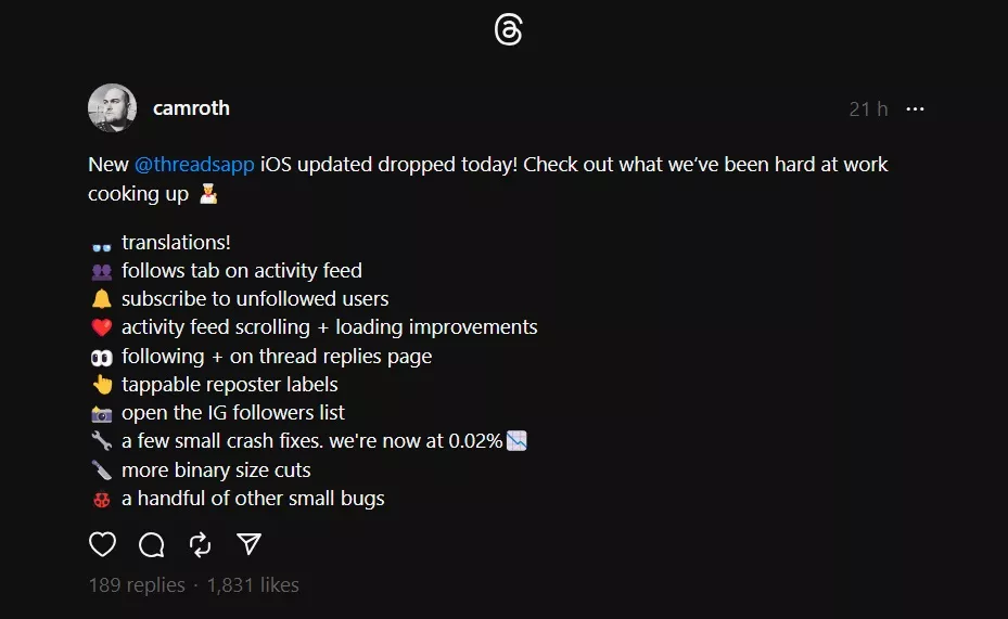 threads ios update