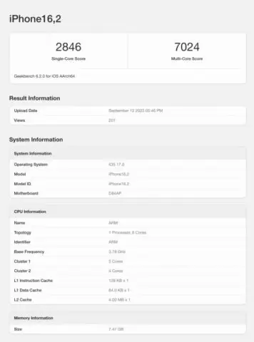 Benchmark A17 iPhone 15 Pro
