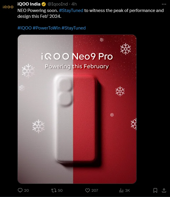 iQOO Neo 9 Pro Dikonfirmasi Bakal Mendarat di India Dalam Waktu Dekat!