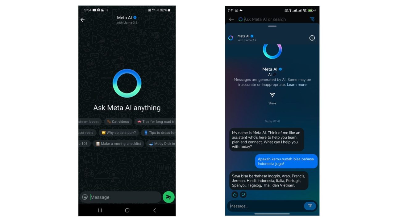 Meta AI Instagram dan WhatsAPp