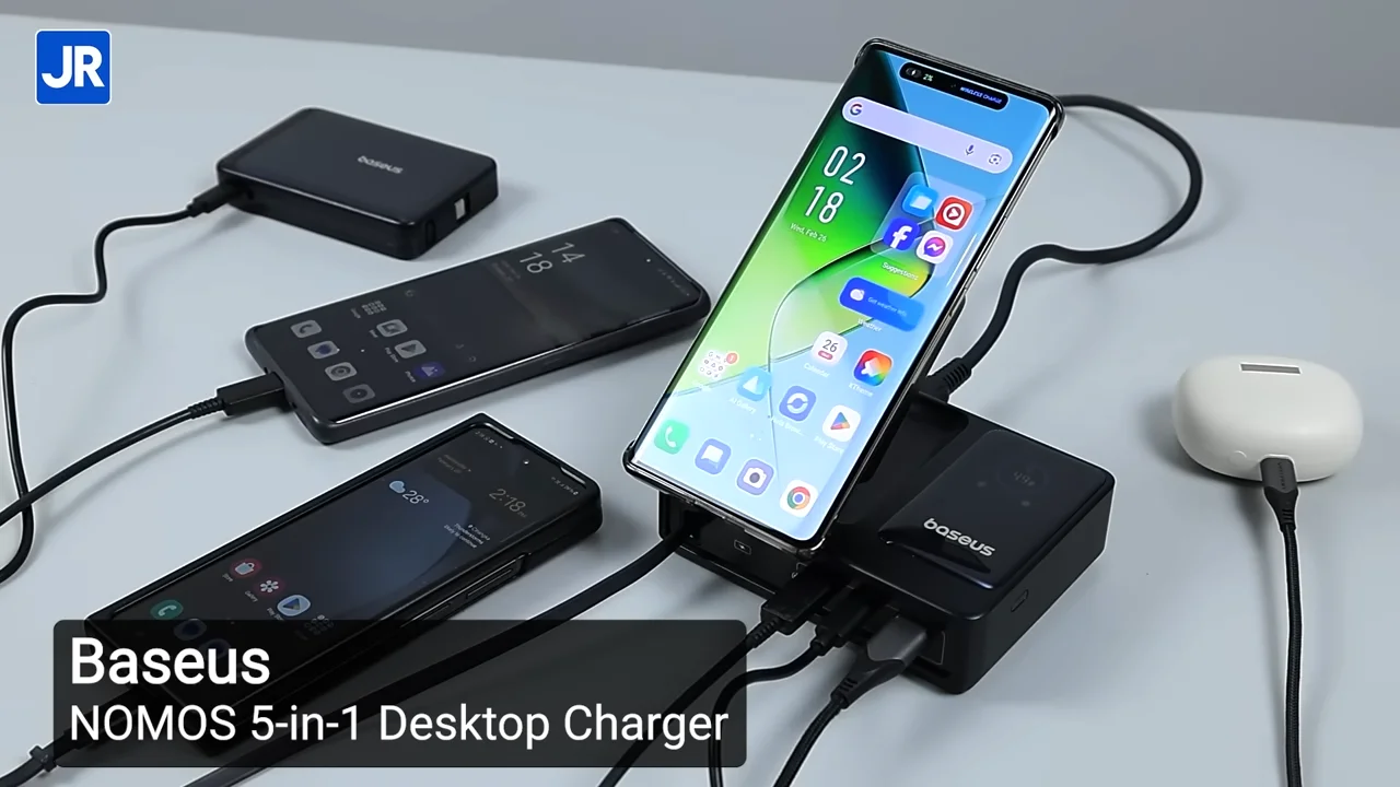 Review Baseus NOMOS 5-in-1 Desktop Charger: Charger All-in-One 140 W, Support Qi2, dgn Retractable Cable