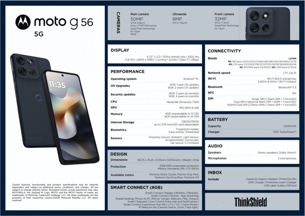 Moto G56 Bocoran Spesifkasi lengkap