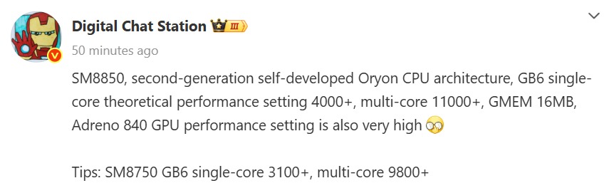Bocoran Skor benchmark Snapdragon 8 Elite 2