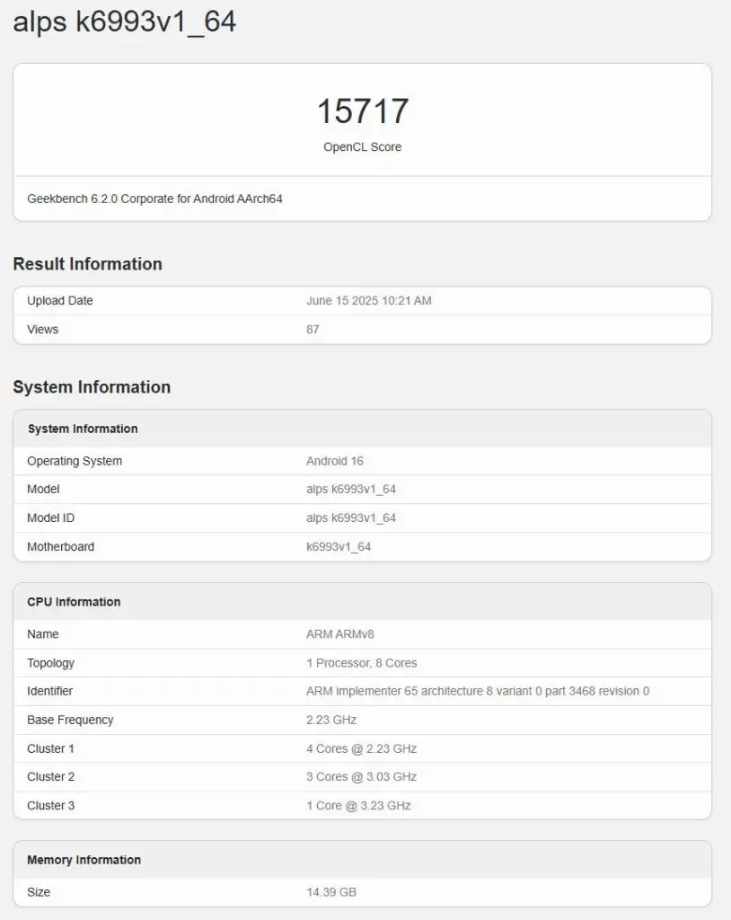 Benchmark MediaTek Dimensity 9500 Bocor di Geekbench 2 Dimensity 9500 OpenCL benchmark leak 814x1024 1