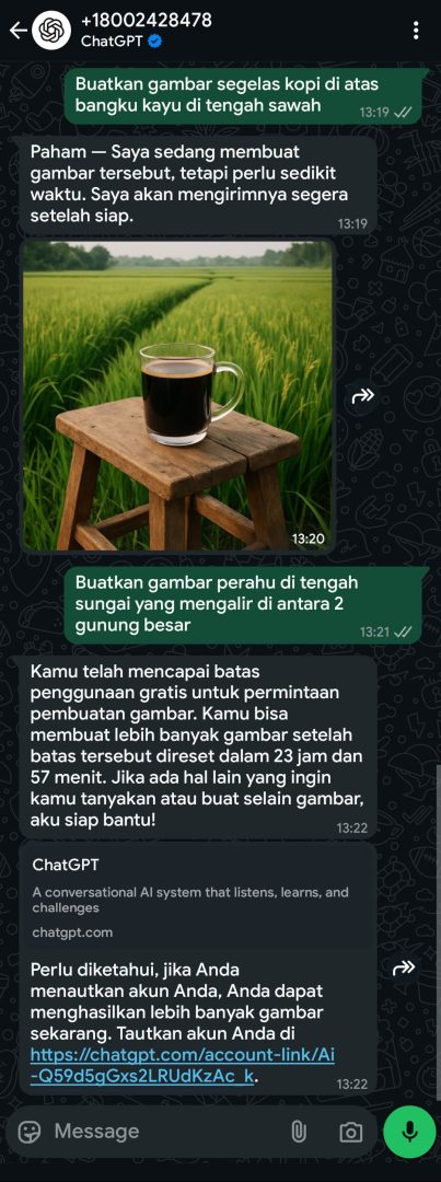 ChatGPT Bisa Generate Image via WhatsApp, Begini Caranya 2 WhatsApp ChatGPT