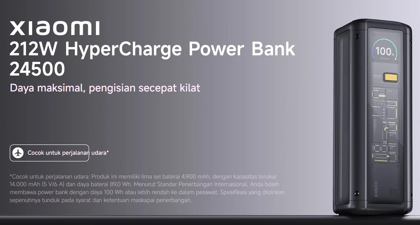 Xiaomi Rilis HyperCharge Power Bank 24.500mAh Output Hingga 212W!