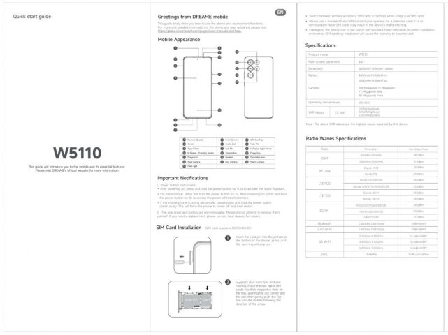 Spesifikasi Smartphone Pertama Dreame Terungkap! 2 Dreame E1 User Manual