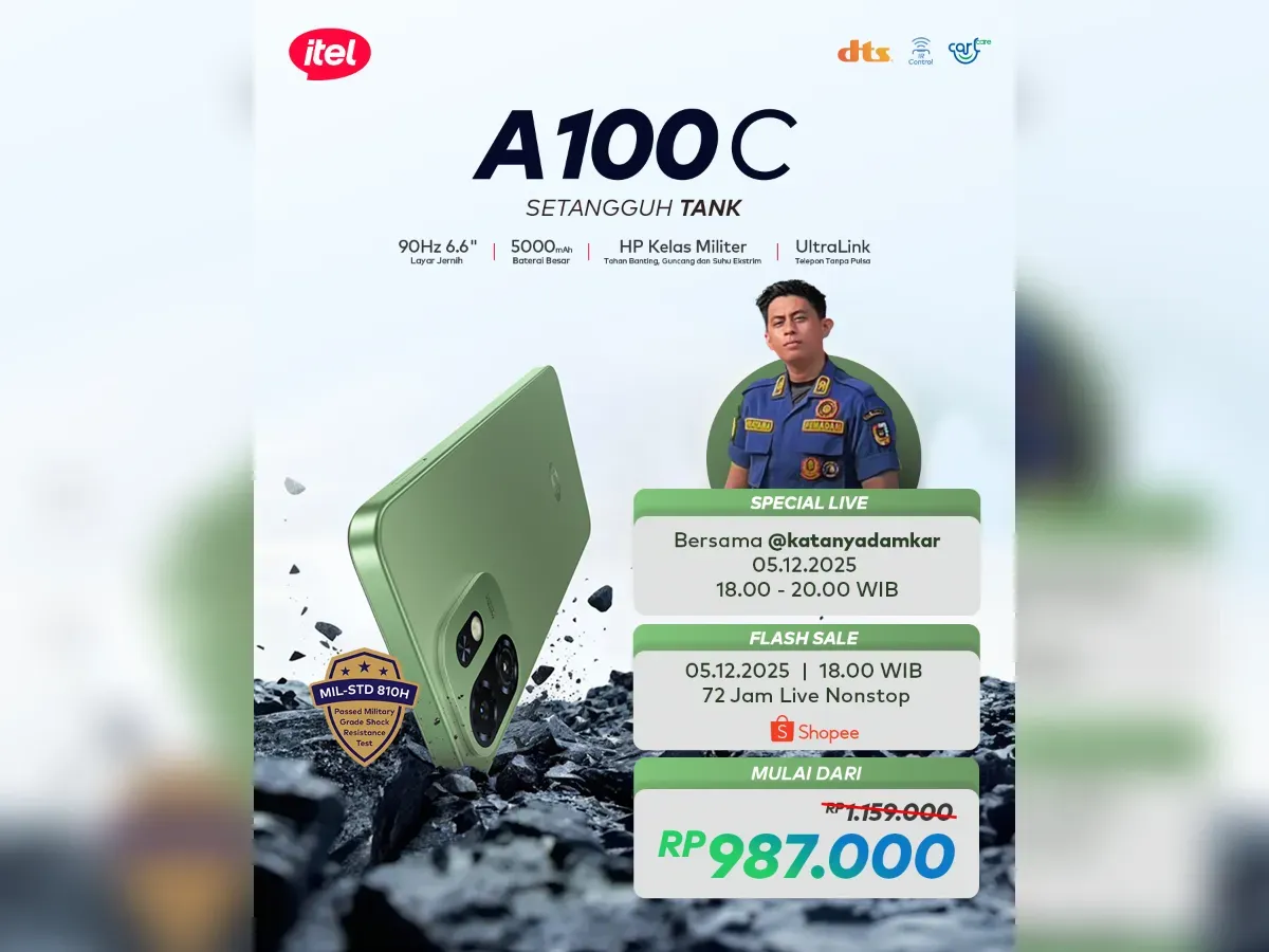 Itel A100C Resmi Meluncur di Indonesia, Harga Mulai Rp987.000!