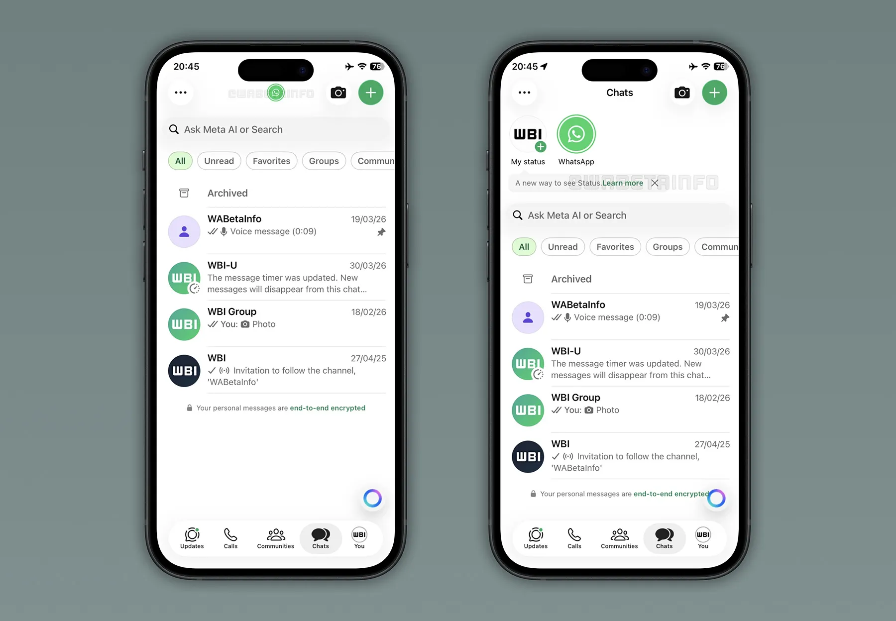 WhatsApp Uji Coba Tampilan Baru, Status Ikut Nongol di Tab Chat