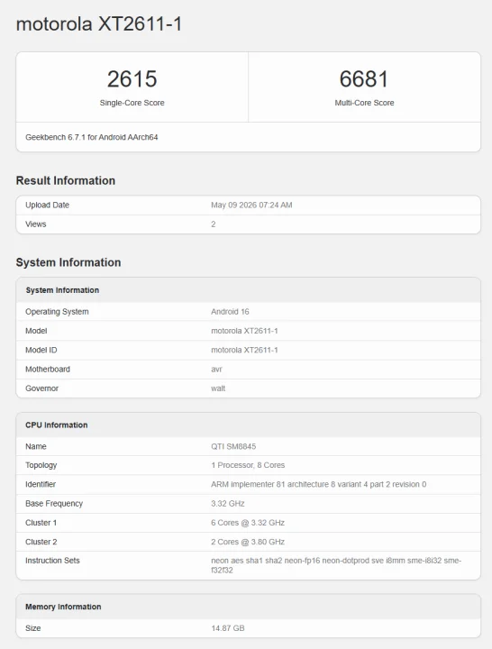 Lenovo Legion Y70 (2026) Benchmark Geekbench